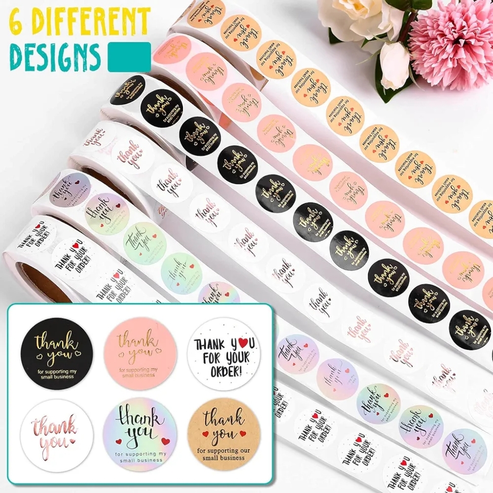 3000 pcs, 1”, Thank You Stickers for Packaging